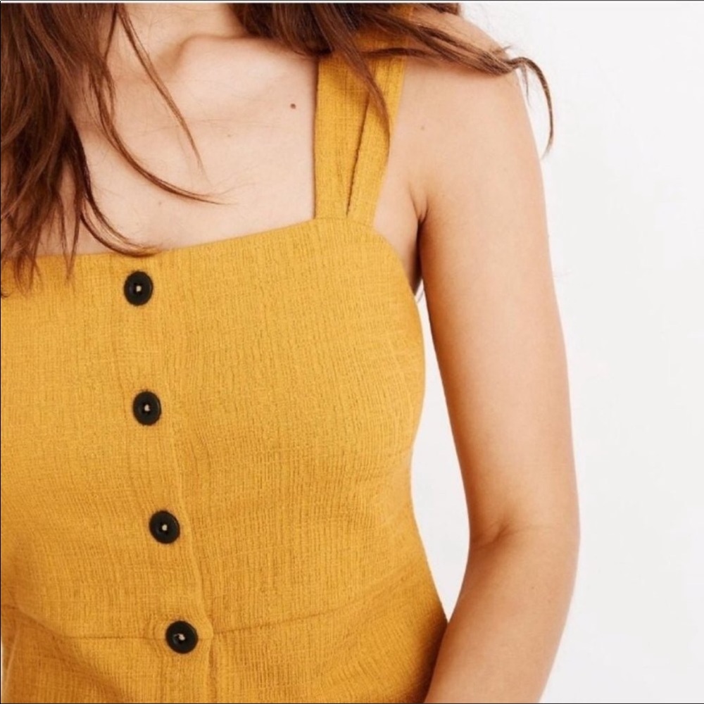 MADEWELL Texture & Thread Button-Front Tank Dress Mustard yellow midi orange M - Picture 10 of 12